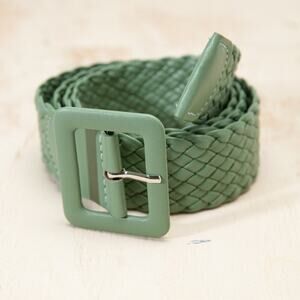 A246-A • Sage Braided Faux Leather Waist Belt